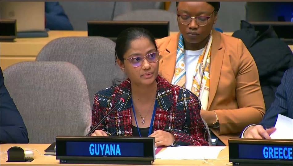 Second Secretary, Ms. Sosheena Parmanand, delivering statement at Arria-formula meeting on Commercial Spyware