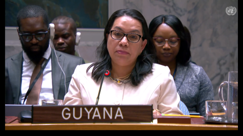 Amb. Rodrigues-Brikett delivering statement at UNSC meeting on Maritime Security